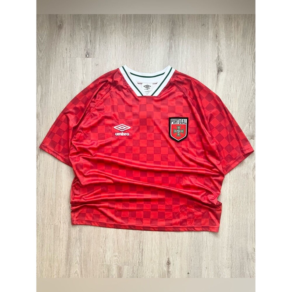 NWT Umbro Portugal Soccer Jersey Mens Medium Red Checkered World Cup 2026